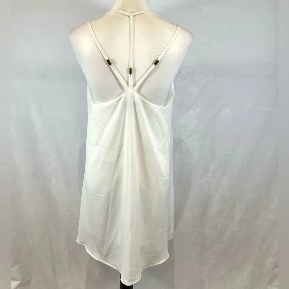 Very J white strappy vneck shift dress size small
